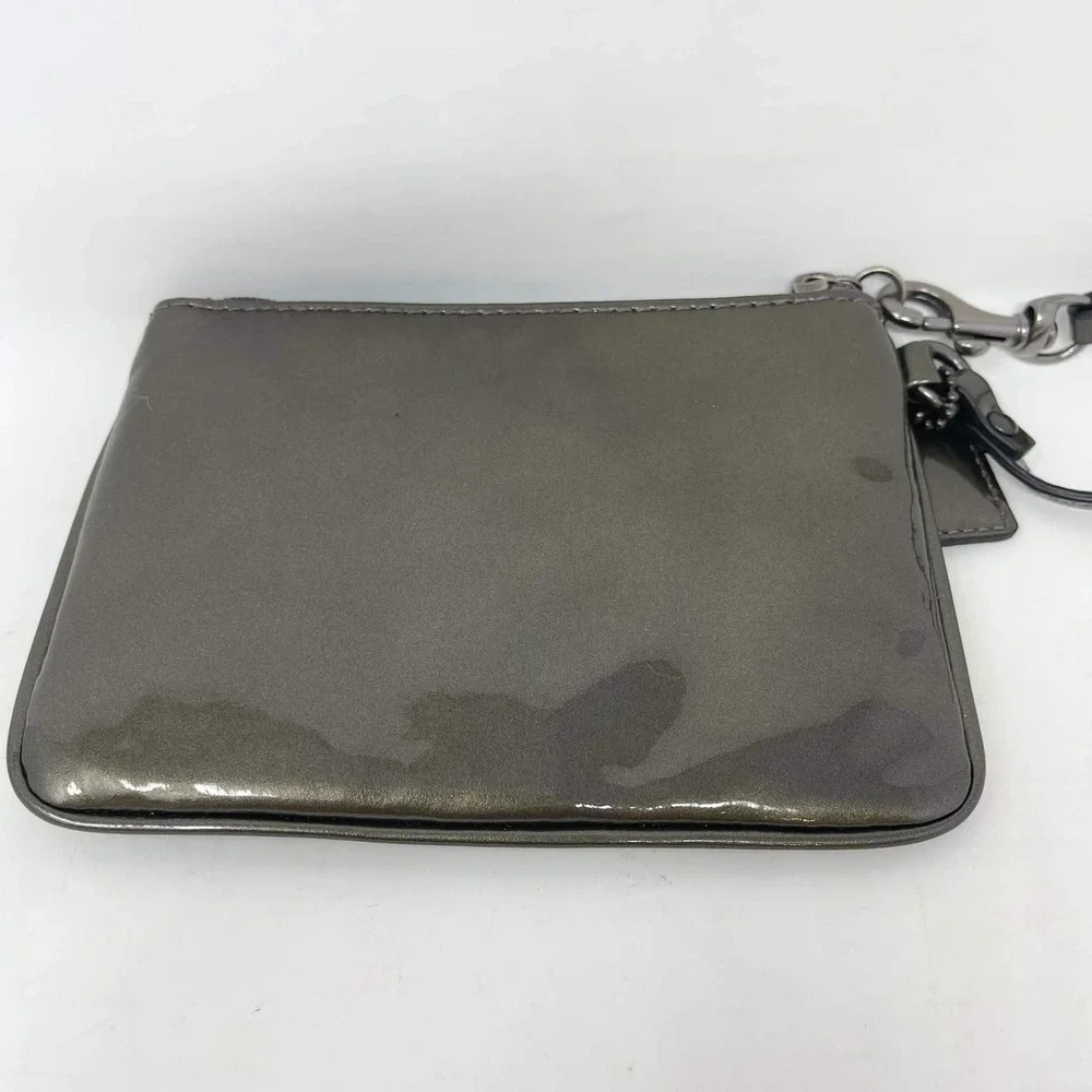 Coach Madison Patent Leather Wristlet Pewter Metallic Gray w/Hangtag Y2K